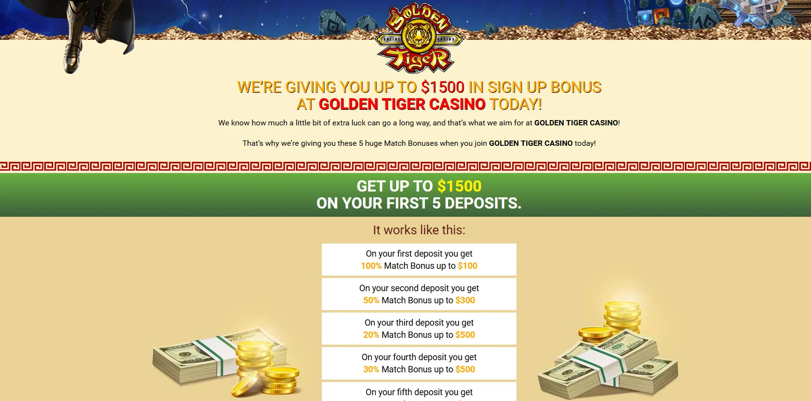 golden tiger casino bonus