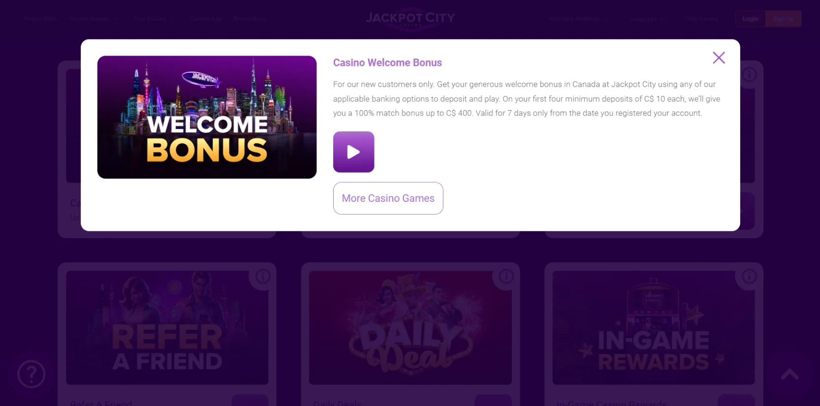 jackpot city free loyalty points codes no deposit