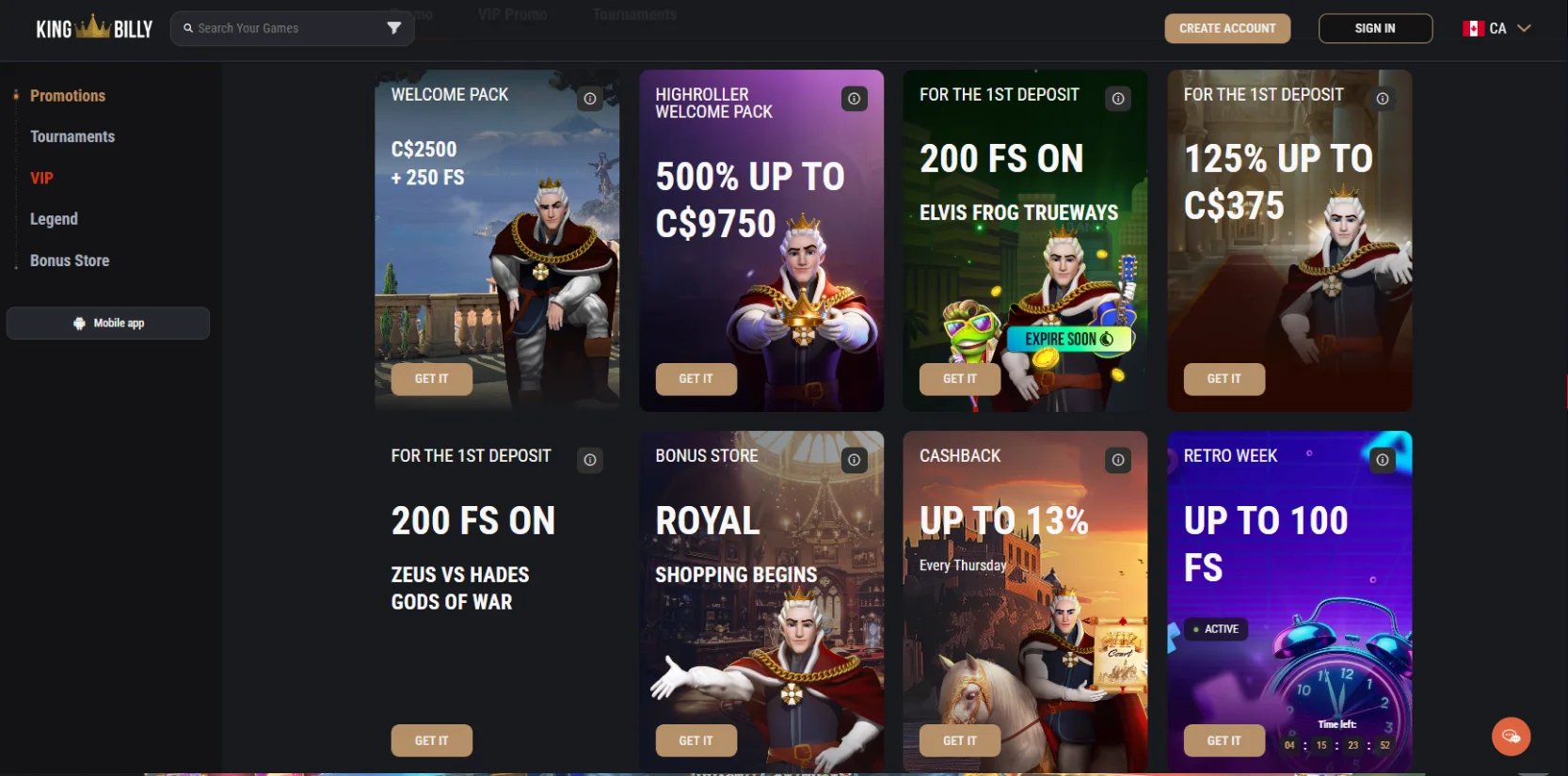 king billy promo code no deposit