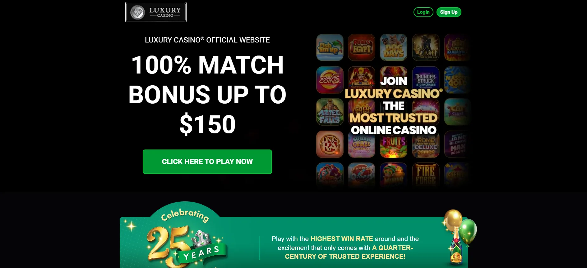 luxury casino bonus code