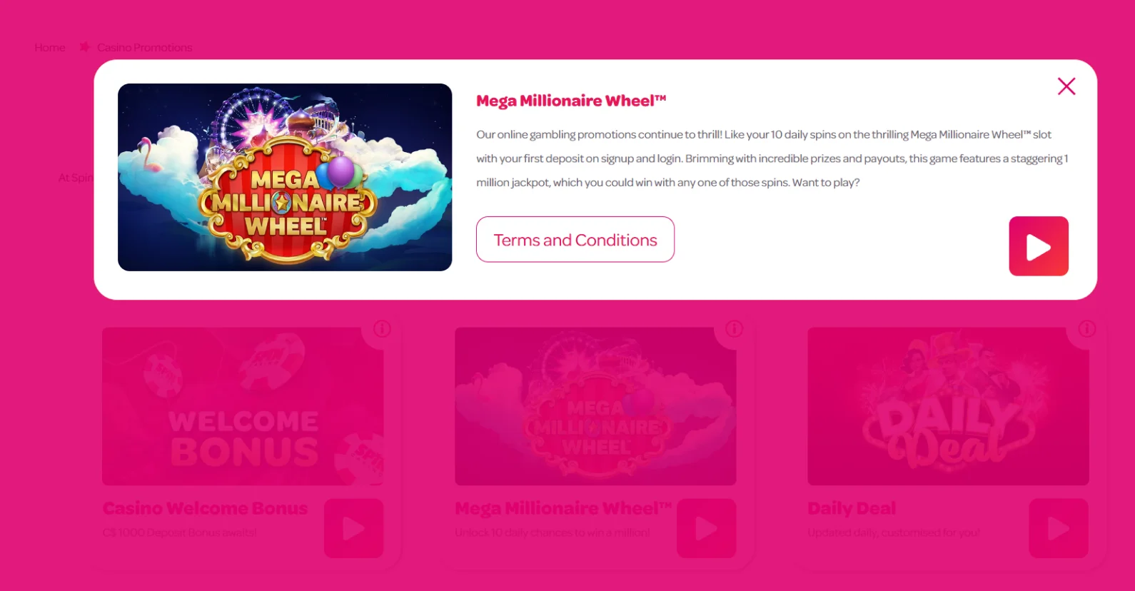 spin casino bonus code free spins