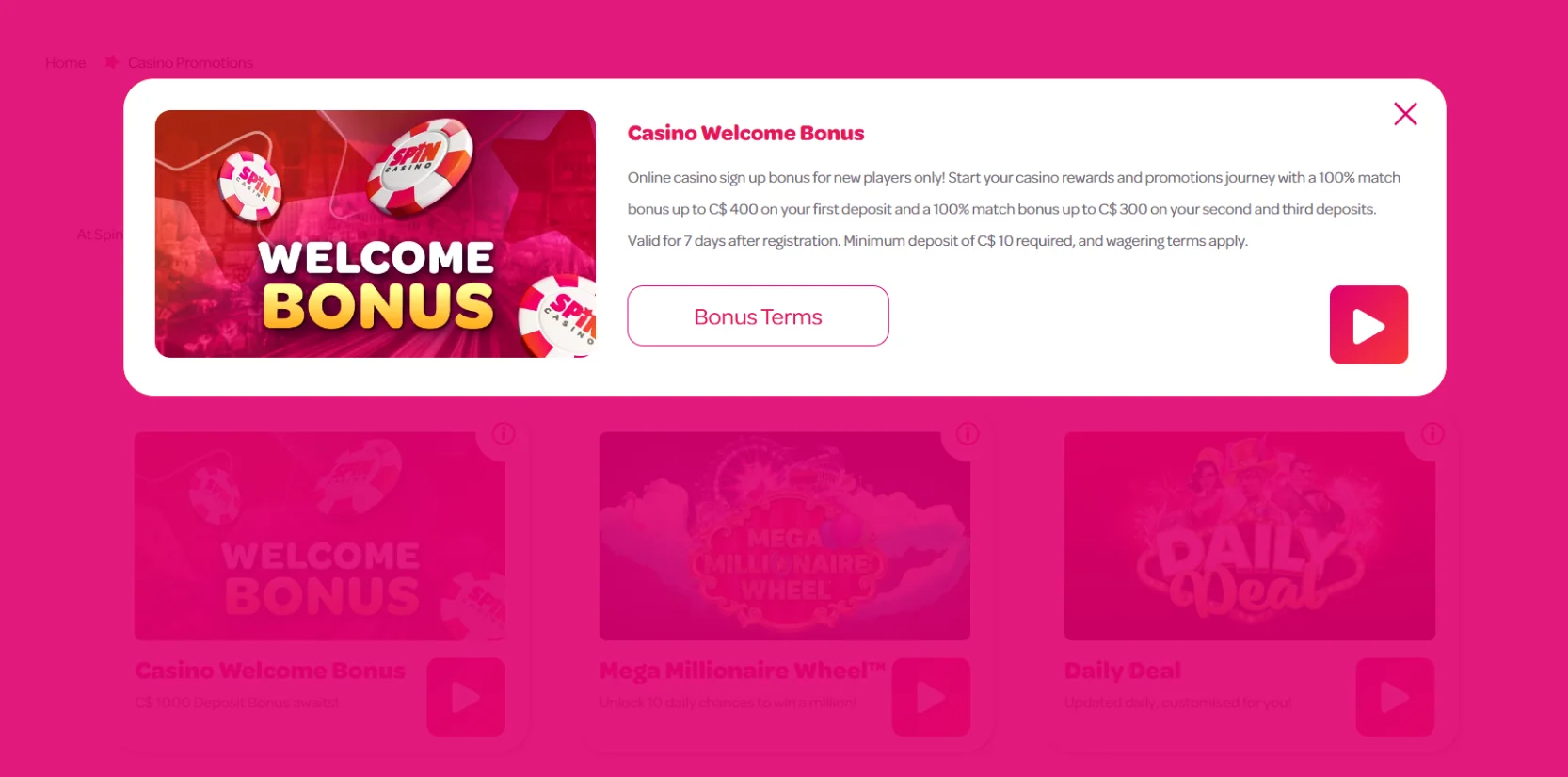 voucher code spin casino